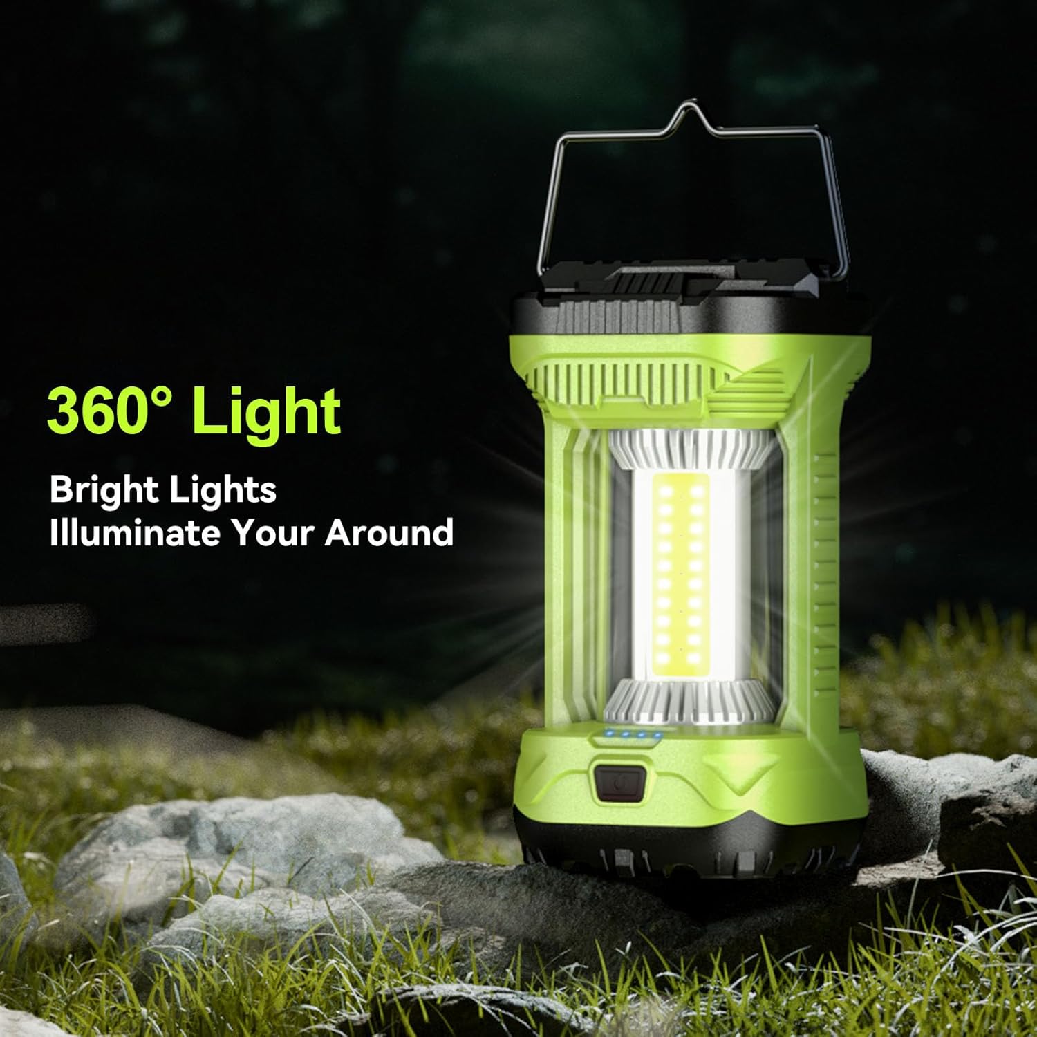 AlpsWolf Camping Lantern Rechargeable, 1000LM 4 Light Modes Camping Light 4000mAh Rechargeable Lantern for Power Outages Portable Camping Lamp Camping Essentials for Emergency, Green, 1 Pack - Image 4