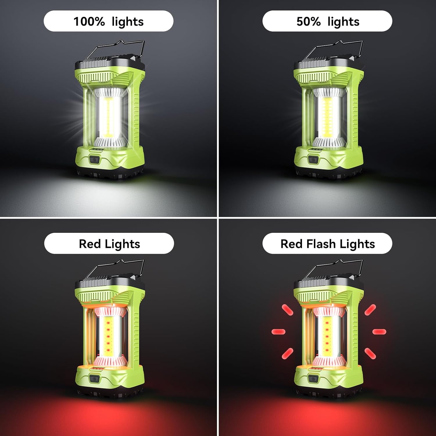 AlpsWolf Camping Lantern Rechargeable, 1000LM 4 Light Modes Camping Light 4000mAh Rechargeable Lantern for Power Outages Portable Camping Lamp Camping Essentials for Emergency, Green, 1 Pack - Image 5