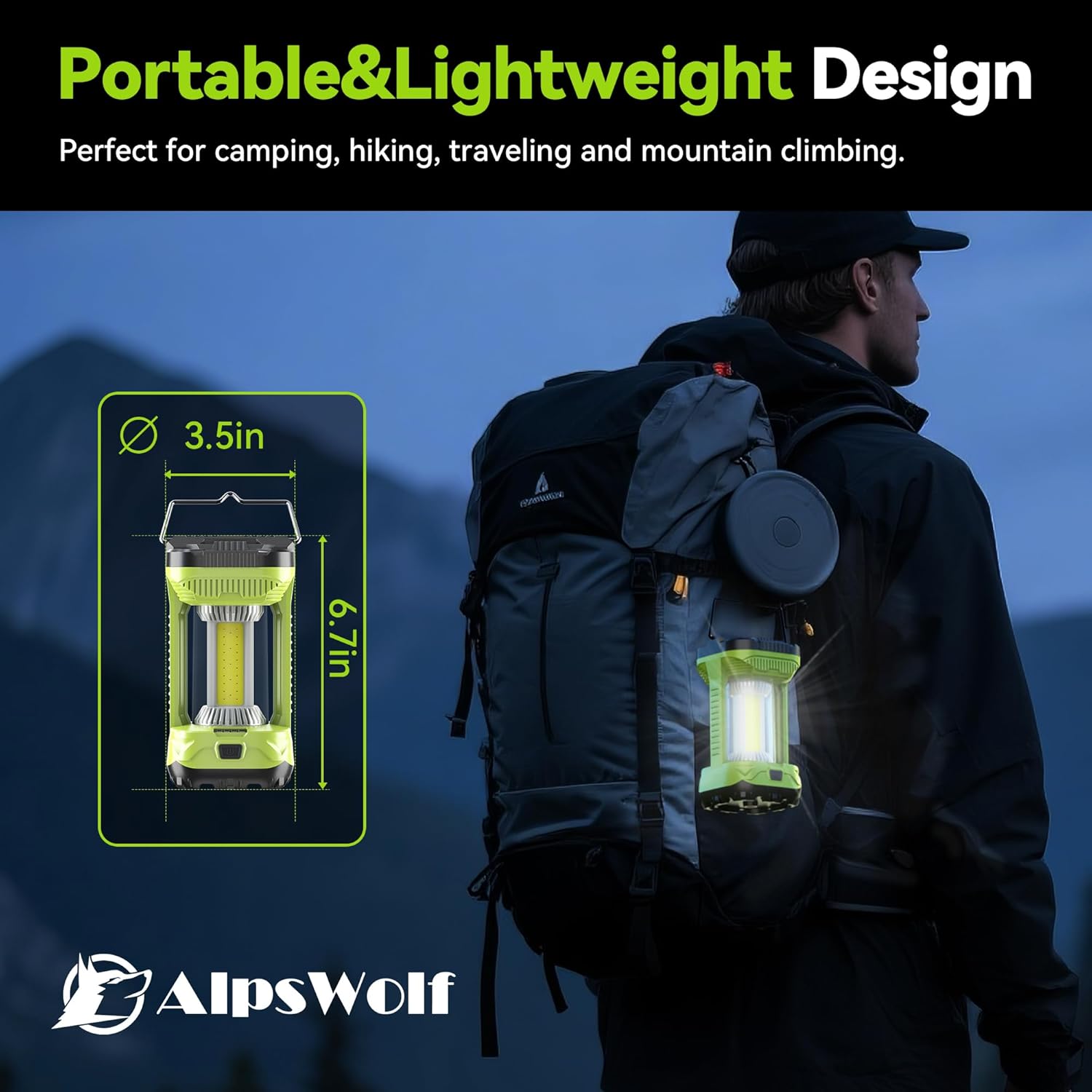 AlpsWolf Camping Lantern Rechargeable, 1000LM 4 Light Modes Camping Light 4000mAh Rechargeable Lantern for Power Outages Portable Camping Lamp Camping Essentials for Emergency, Green, 1 Pack - Image 7