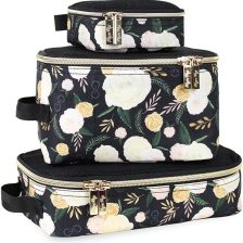 Chelsea + Cole for Itzy Ritzy Packing Cubes – Set of 3 Floral Packing Cubes or Travel Organizers; Each Cube Features a Mesh Top, Double Zippers and a Fabric Handle; Floral