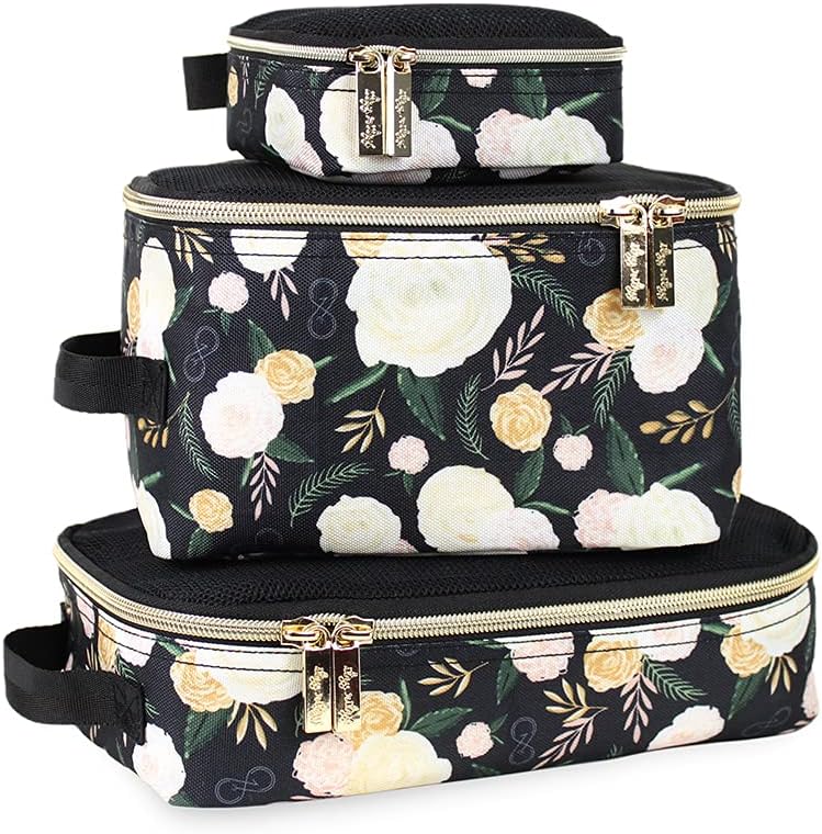 Chelsea + Cole for Itzy Ritzy Packing Cubes – Set of 3 Floral Packing Cubes or Travel Organizers; Each Cube Features a Mesh Top, Double Zippers and a Fabric Handle; Floral