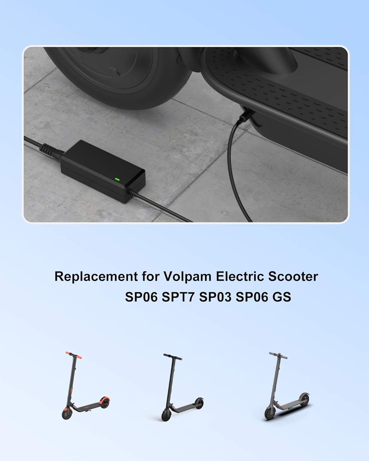 VHBW 42V Replacement Charger for Volpam Electric Scooter SP06 SPT7 SP03 SP06 GS AC DC Adapter - Image 3